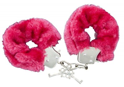 Красные меховые наручники с ключиками Furry Handcuffs, производитель: Blush Novelties
