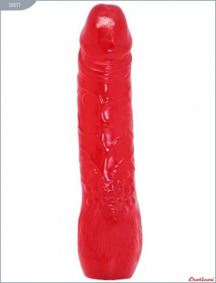 Красный гелевый фаллоимитатор с утолщением - 20,6 см., производитель: Eroticon