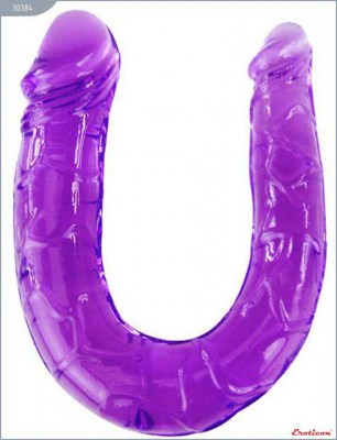 Фиолетовый двусторонний фаллоимитатор - 29,8 см., производитель: Eroticon