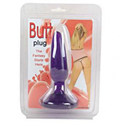 Втулка анальная anal plug stimulate suck pvc purple, 15x3,7cm