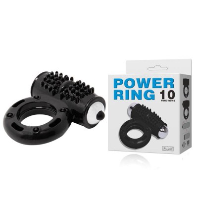 Эрекционное виброкольцо cock ring, powerful 10-function vibration, black, 2,8x6,5cm