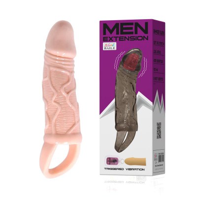 Насадка стимулирующая с вибрацией men extension vibrating penis sleeve 13,5 x 3,5cm