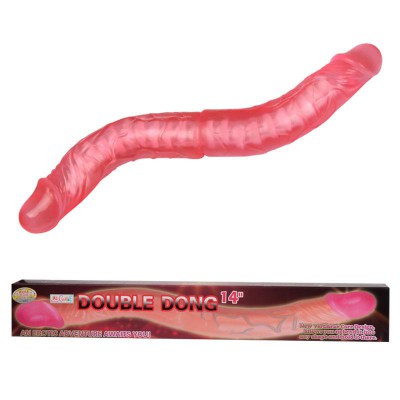 Двойной фаллоимитатор elastic jelly double dong, pink, 36cm