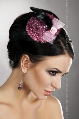 Блестящая розовая шляпка с розочкой, производитель: Livia Corsetti