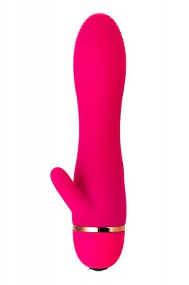 Розовый вибромассажёр с небольшим клиторальным отростком - 15 см., производитель: A-toys