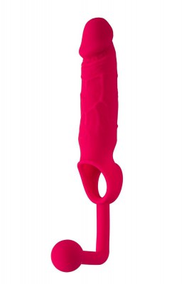 Розовая насадка на пенис с анальной втулкой-шаром