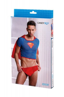 Костюм супермена Candy Boy (футболка с плащем, трусы), красно-голубой, OS, производитель: Candy Boy