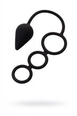 Тройное эрекционное кольцо с анальным хвостом Drop M-size, производитель: Erotist