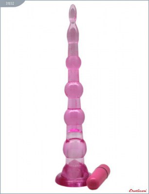 Розовый анальный конус с вибропулькой - 22 см., производитель: Eroticon