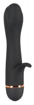 Чёрный вибратор-тюльпан Bendy Tulip с клиторальным лепестком - 16,4 см., производитель: Orion