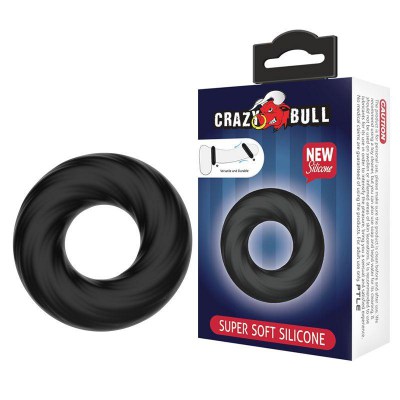 Чёрное эластичное эрекционное кольцо Super Soft, производитель: Baile