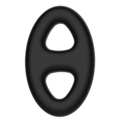 Чёрное эрекционное кольцо с петлёй для мошонки, производитель: Baile