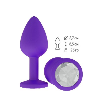 Фиолетовая силиконовая пробка с прозрачным кристаллом - 7,3 см., производитель: Сумерки богов