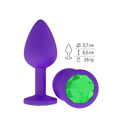 Фиолетовая силиконовая пробка с зеленым кристаллом - 7,3 см. , производитель: Сумерки богов