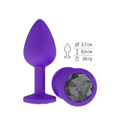 Фиолетовая силиконовая пробка с чёрным кристаллом - 7,3 см., производитель: Сумерки богов