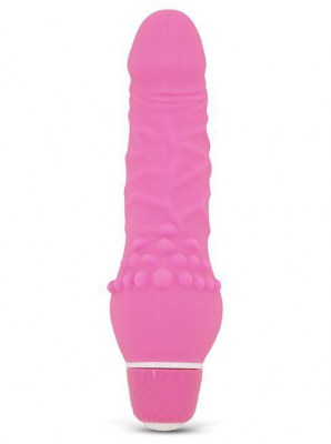Розовый вибратор с широким основанием PURRFECT SILICONE CLASSIC MINI - 13 см., производитель: Dream Toys