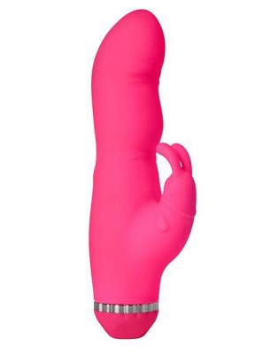 Розовый вибратор с клиторальным стимулятором PURRFECT SILICONE DELUXE DUOVIBE - 17,5 см., производитель: Dream Toys