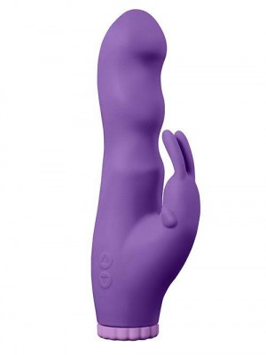 Фиолетовый вибратор с клиторальным стимулятором PURRFECT SILICONE DELUXE RABBIT 100FNCT - 20 см., производитель: Dream Toys