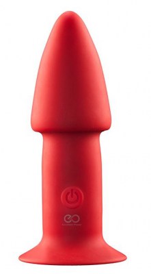 Красный конический анальный вибромассажер - 12,7 см.