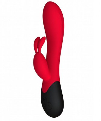 Красный вибратор Gemini с клиторальным стимулятором и нагревом - 20,8 см., производитель: Le Frivole Costumes