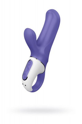 Фиолетовый вибратор Magic Bunny с клиторальным отростком - 17,6 см., производитель: Satisfyer