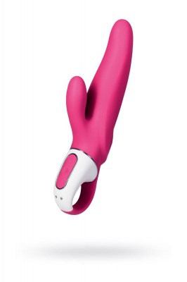 Ярко-розовый вибратор Mr. Rabbit с клиторальным отростком - 22,1 см., производитель: Satisfyer