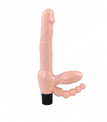 Вибратор straples dildo with anal plug, multi-speed, flesh, 25,4x4,2cm