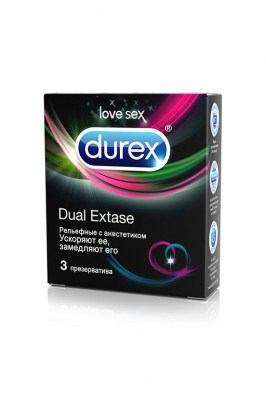 Презервативы Durex N3 Dual Extase рельефные с анестетиком