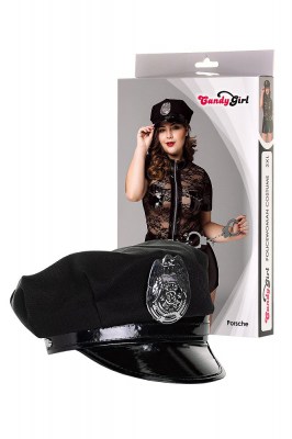 Костюм полицейской Candy Girl Porsche (комбинезон, головной убор, наручники) черный, 2XL, производитель: Candy Girl