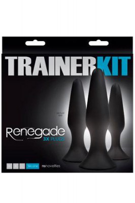 Набор анальных пробок Renegade - Sliders 3pc Kit - Black на присоске черные