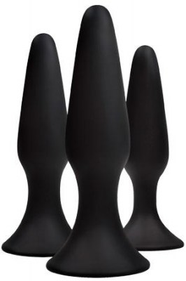 Набор анальных пробок Renegade - Sliders 3pc Kit - Black на присоске черные