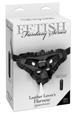 Страпон-трусики Fetish Fantasy Series Leather Lover's Harness женские с рюшами для крепления фаллоим