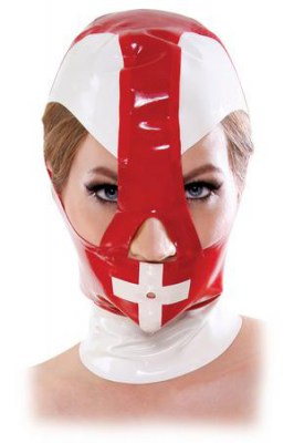 Маска медсестры на голову Malpractice Mask из винила красная