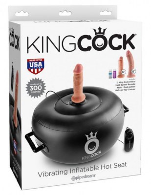 Вибромассажер на воздушной подушке King Cock Vibrating Inflatable Hot Seat - Black С ДВУМЯ НАСАДКАМИ