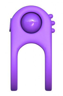Эрекционное кольцо Silicone Duo-Ring на пенис и мошонку фиолетовое с вибрацией