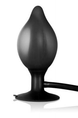 Анальная пробка средняя с насосом Booty Call Booty Pumper - Medium Black из силикона черная