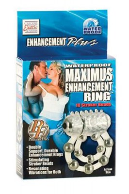 Эрекционное вибро-кольцо Waterproof Maximus Enhancement Ring с 10-ю металлическими шариками