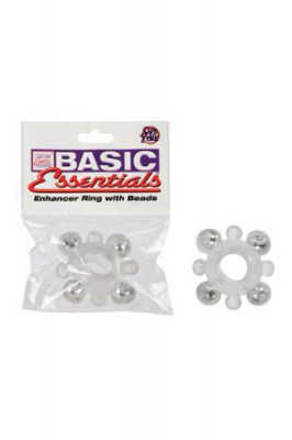Эрекционное кольцо Basic Essentials - Enhancer Ring with Beads с бусинами прозрачное